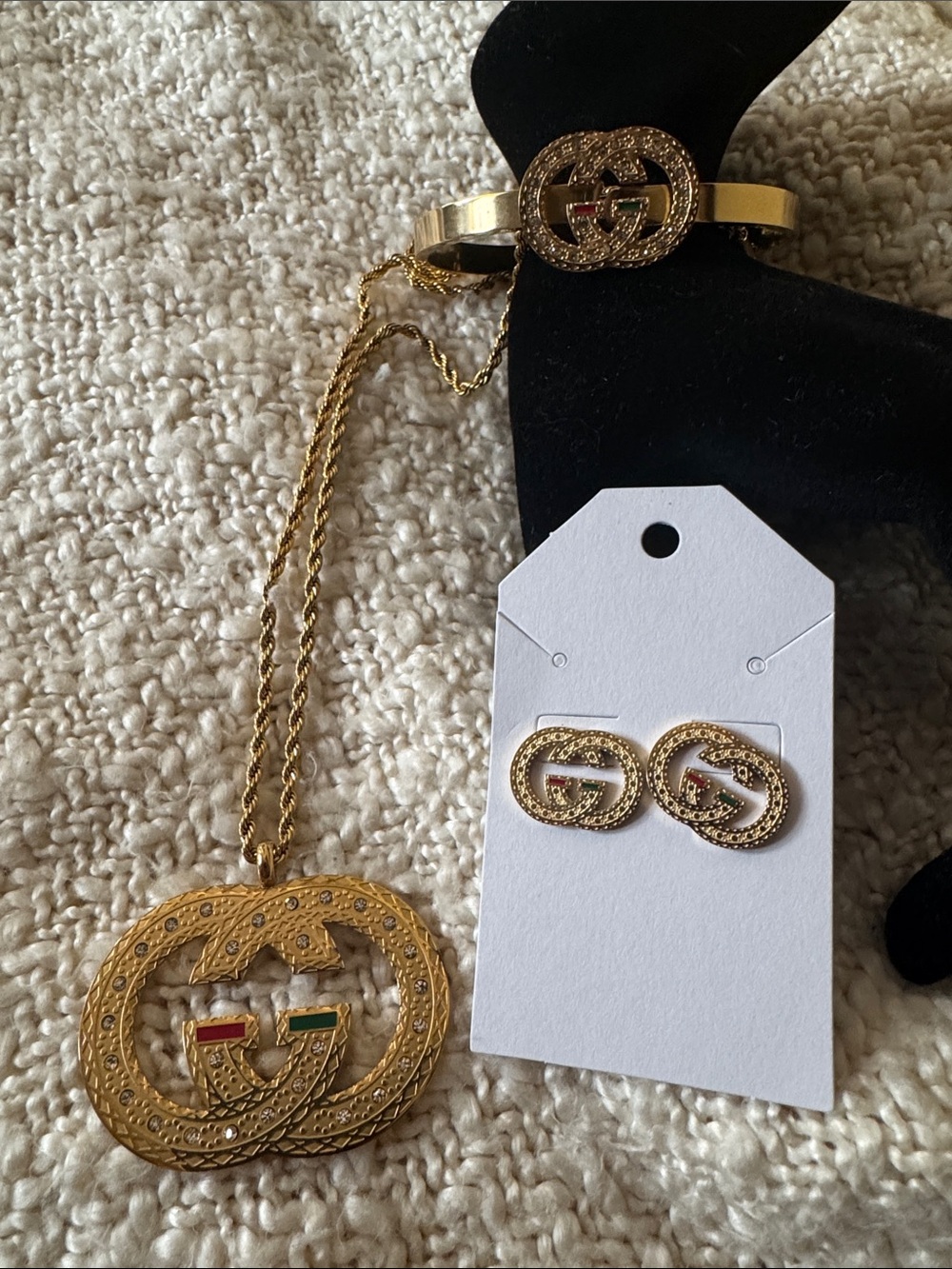GG Necklace Bracelet and Earrings